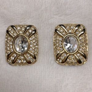Napier Vintage Crystal Gold Earrings